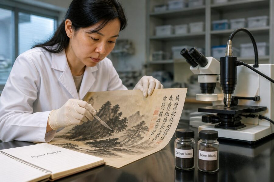 Carbon Black and Bone Black in East Asian Ink Paintings: Comparative Chemical Analysis